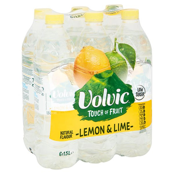 Volvic Touch of Fruit Low Sugar Lemon & Lime Natural Flavoured Water 6 x 1.5L
